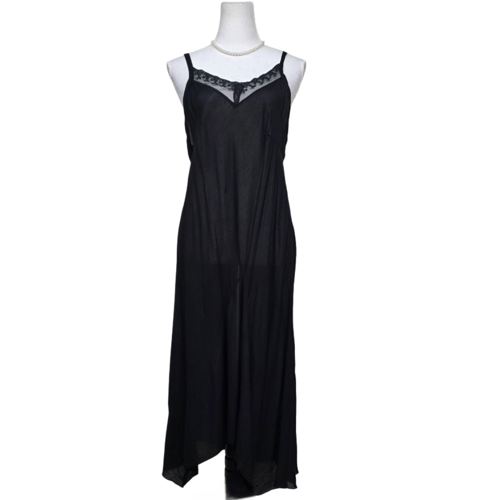 3/$15 🔴 Sale Black Sheer Asymmetrical Slip Dress, Chemise
